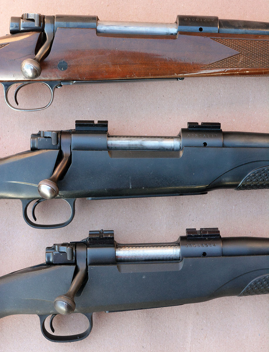The original pre-’64 Model 70 was built with just one overall action length. However, during the post-’64 years it was offered in three action lengths including (top to bottom): 30-06, 308 Winchester and WSSM or Super Short length.